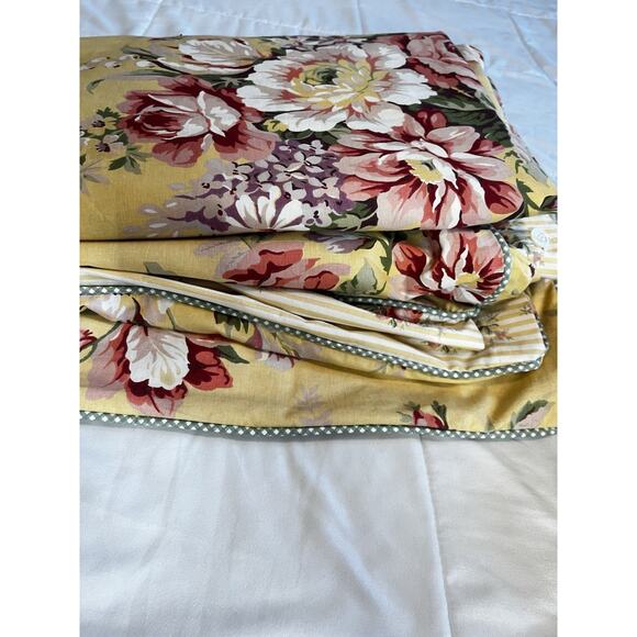 Vintage Ralph Lauren SOPHIE BROOKE King Duvet Yellow Floral/ Striped & 2 Shams - Picture 13 of 16